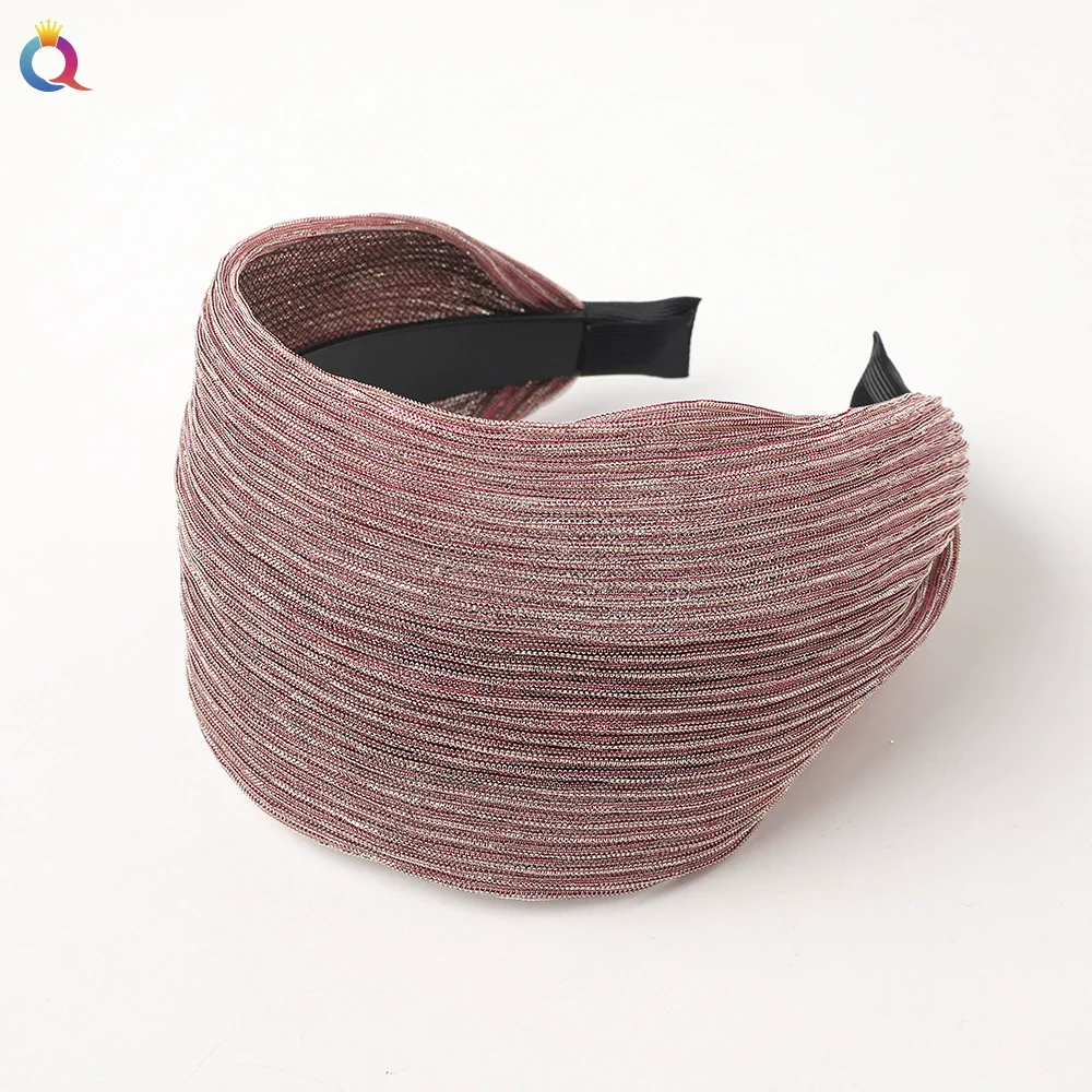 Wholesale Women's Handmade Cloth Widebrimmed Toothed Solid Color Hair Band Hair Accessories - Image 5