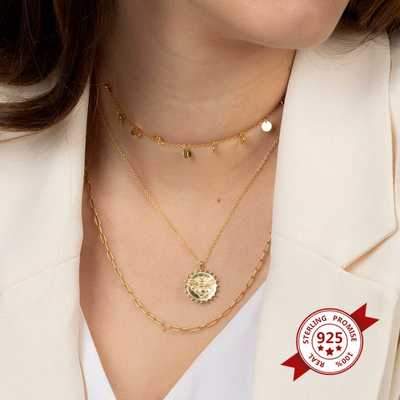 Wholesale Women's Handmade Ins Style Simple Elegant Geometric Ushaped 925 Sterling Silver Snake Bone Chain Necklace With Electroplating - Image 4