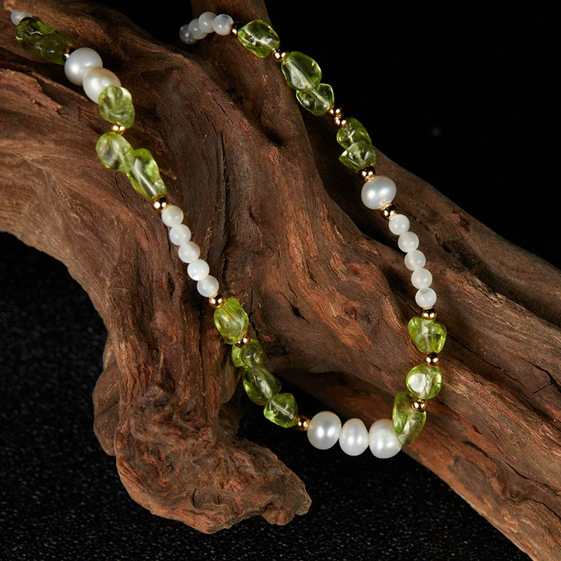 Wholesale Women's Handmade Light Luxury S925 Sterling Silver Natural Olivine Color Geometric Earrings - Image 6