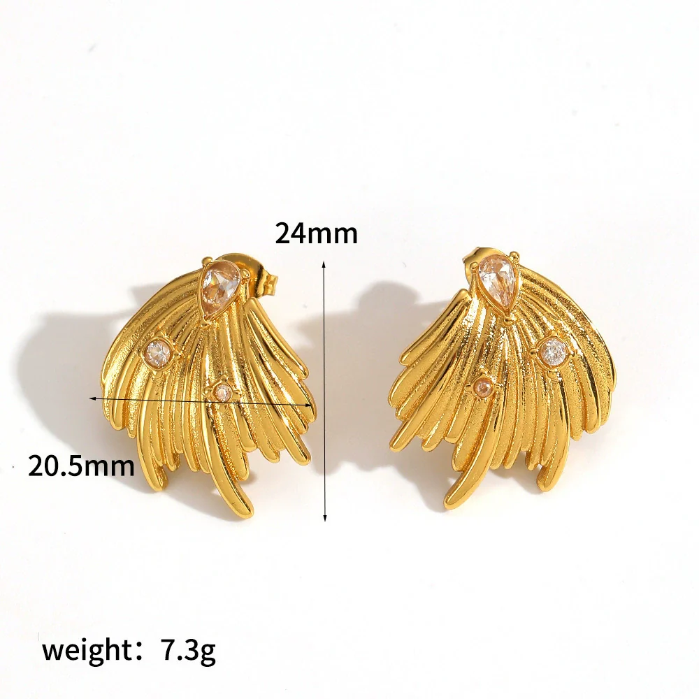 Wholesale Women's Heart Shape Geometric Stainless Steel Diamondencrusted Zircon Earrings With Pvd Furnace Vacuum Real Gold Plating - Image 7