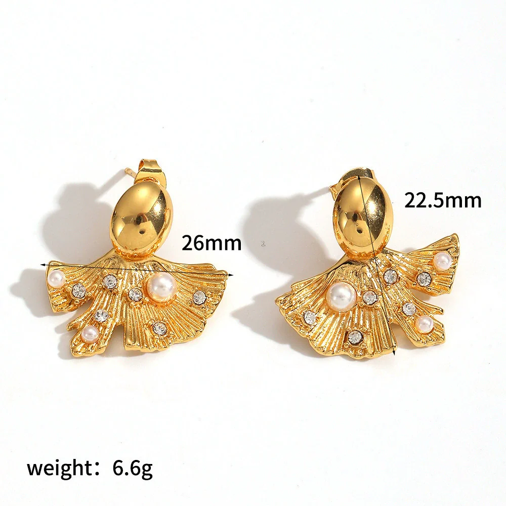 Wholesale Women's Heart Shape Geometric Stainless Steel Diamondencrusted Zircon Earrings With Pvd Furnace Vacuum Real Gold Plating - Image 8