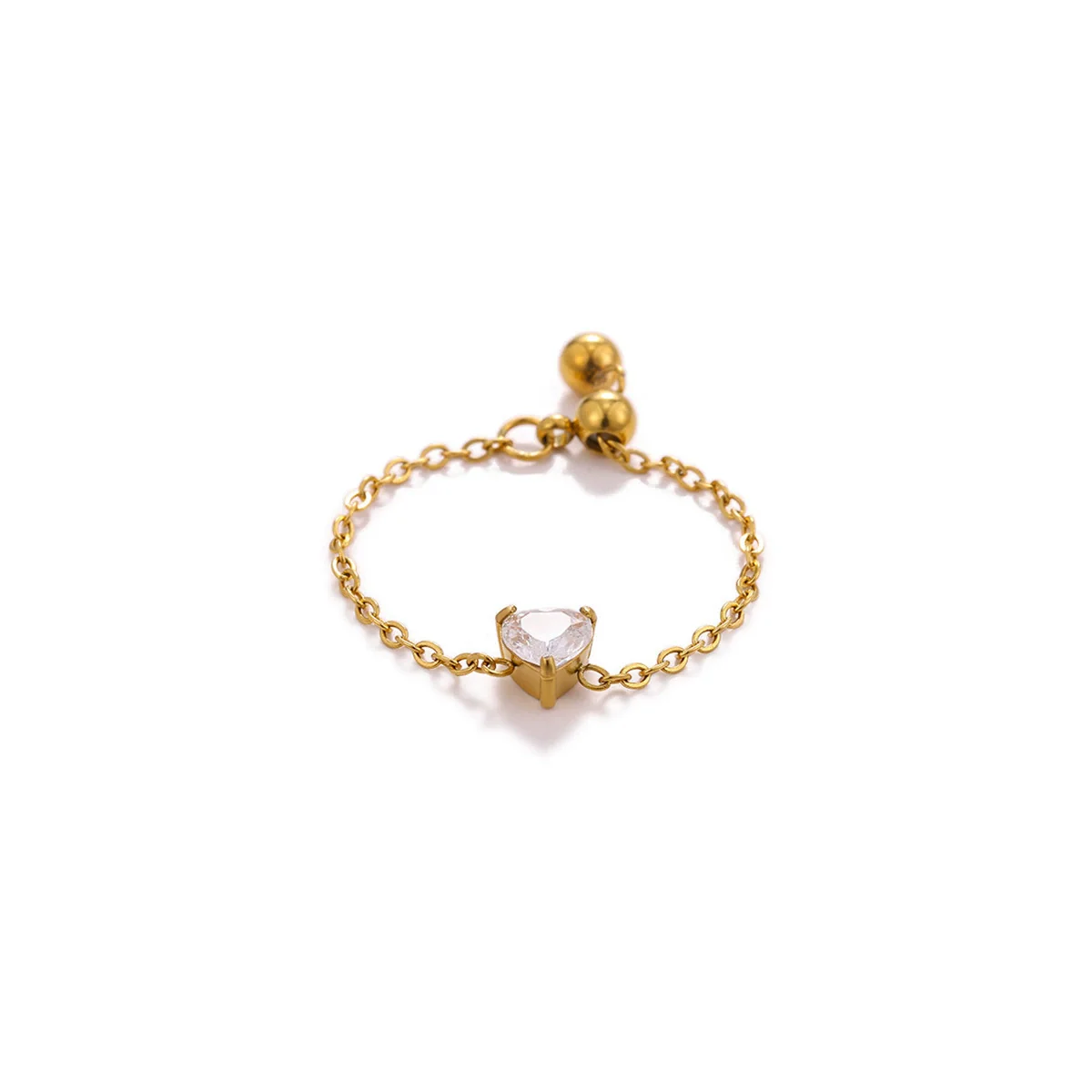 Wholesale Women's Heart Shape Geometric Stainless Steel Ring Inlaid With Gold - Image 8