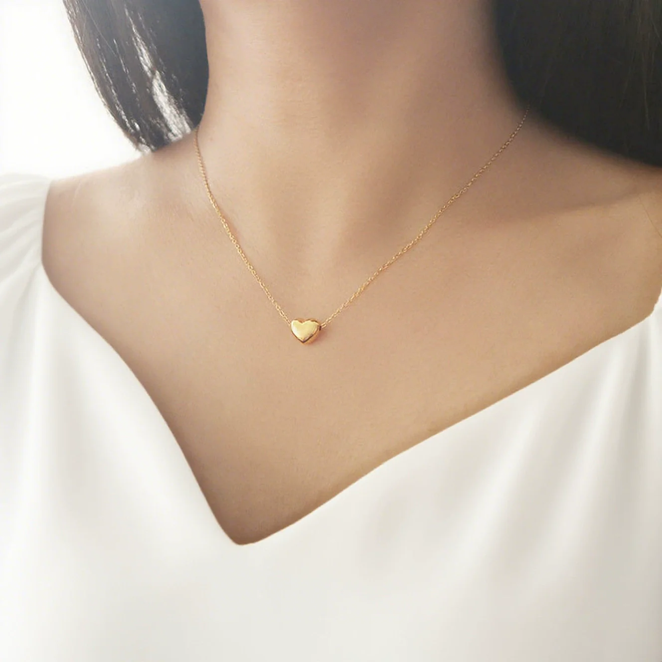 Wholesale Women's Heart Shaped Electroplated O Chain Necklace Light Luxury Style - Image 2