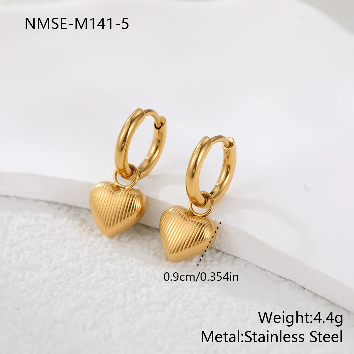 Wholesale Women's Heart Shaped Geometric Stainless Steel 18K Gold Electroplated Diamondencrusted Earrings - Image 12