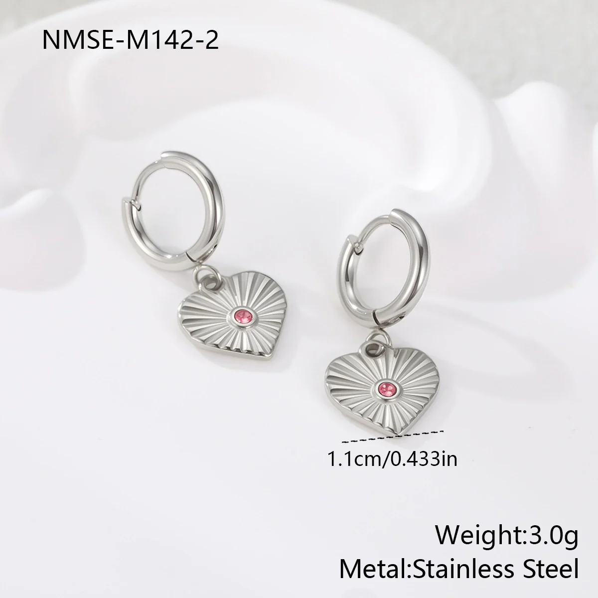 Wholesale Women's Heart Shaped Geometric Stainless Steel 18K Gold Electroplated Diamondencrusted Earrings - Image 14