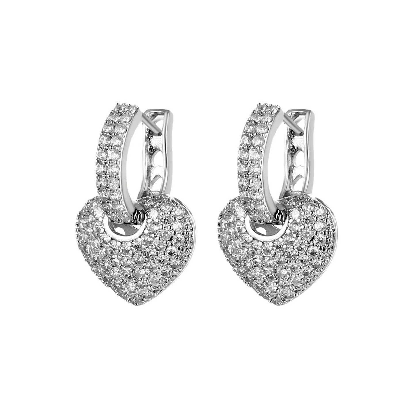 Wholesale Women's Heart Shaped Zircon Earrings Made Of Environmental Protection Copper - Image 5