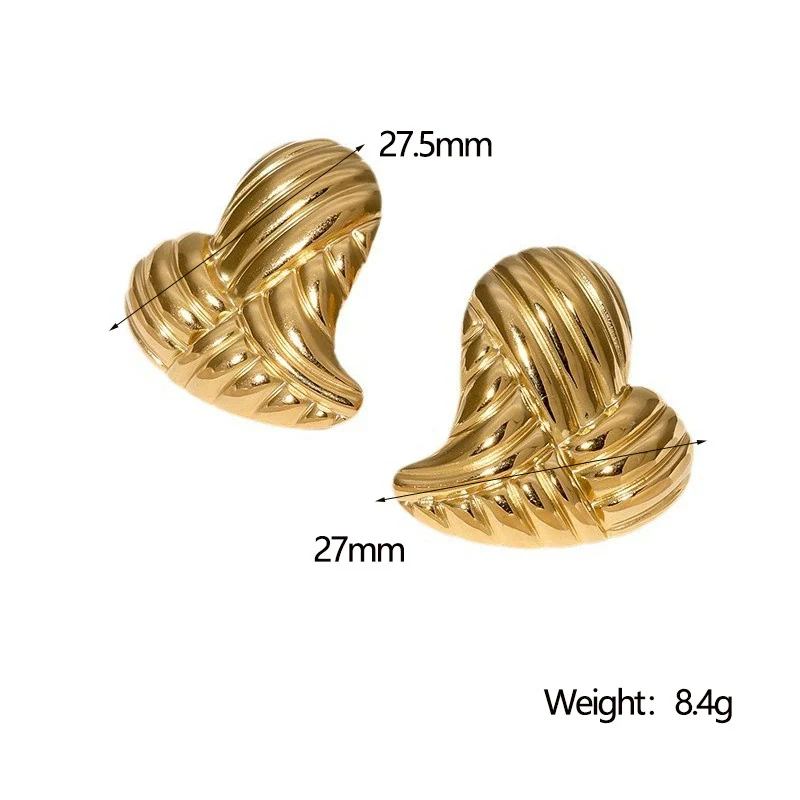 Wholesale Women's Heart Striped Asymmetric Titanium Steel And Stainless Steel Earrings With Electroplating - Image 5