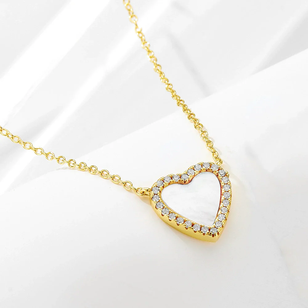 Wholesale Women's Heartshaped Diamondencrusted 925 Sterling Silver Pendant Necklace With Cross Chain