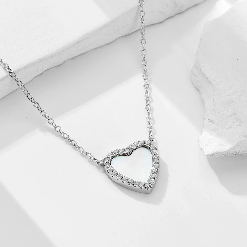 Wholesale Women's Heartshaped Diamondencrusted 925 Sterling Silver Pendant Necklace With Cross Chain - Image 2