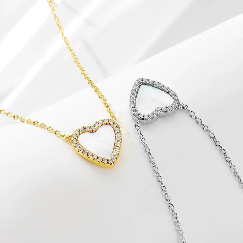 Wholesale Women's Heartshaped Diamondencrusted 925 Sterling Silver Pendant Necklace With Cross Chain - Image 3