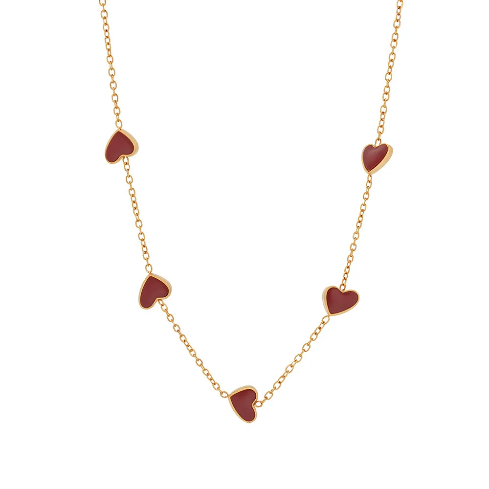 Wholesale Women's Heartshaped Geometric Stainless Steel Glazed Goldplated Clavicle Necklace In Light Luxury Style - Image 5
