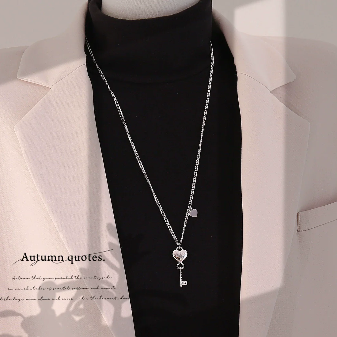 Wholesale Women's Heartshaped Silver Love Pendant Necklace Made Of Highquality Titanium Steel - Image 2