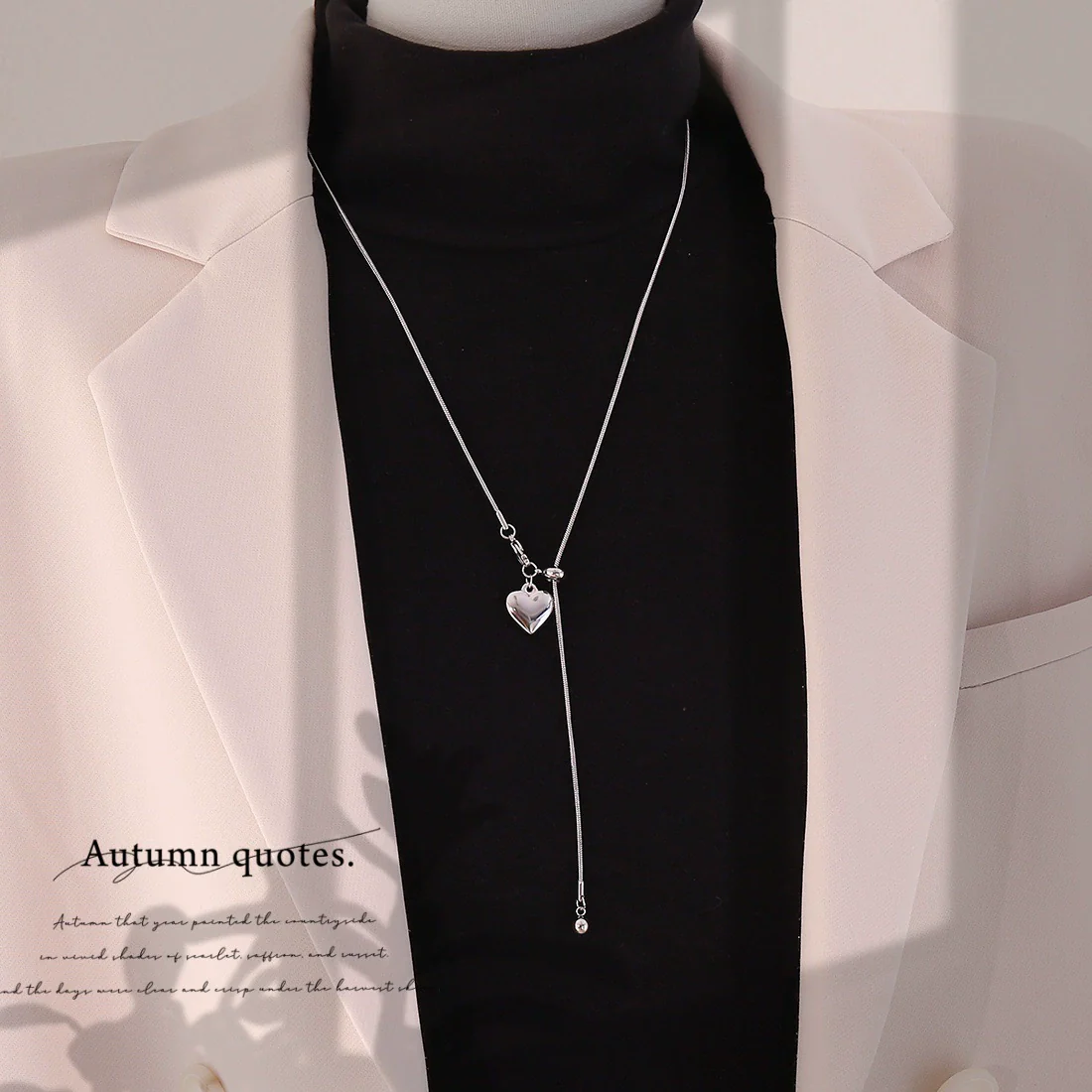 Wholesale Women's Heartshaped Silver Love Pendant Necklace Made Of Highquality Titanium Steel - Image 3