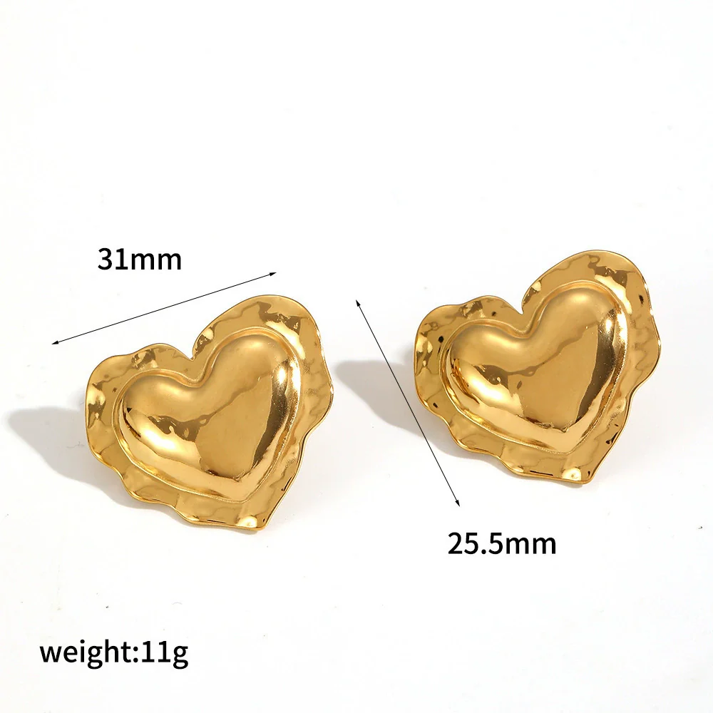 Wholesale Women's Heartshaped Stainless Steel Earrings With Pvd Furnace Vacuum Real Gold Plating - Image 6