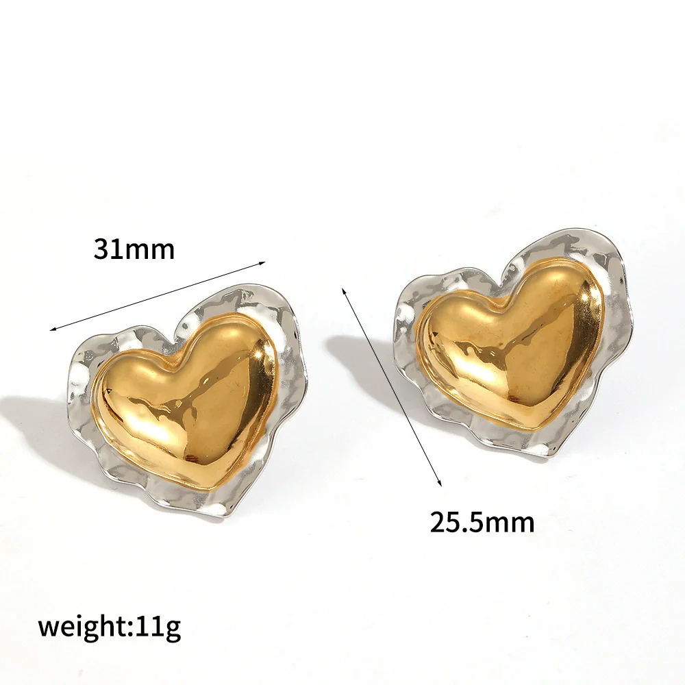Wholesale Women's Heartshaped Stainless Steel Earrings With Pvd Furnace Vacuum Real Gold Plating - Image 7