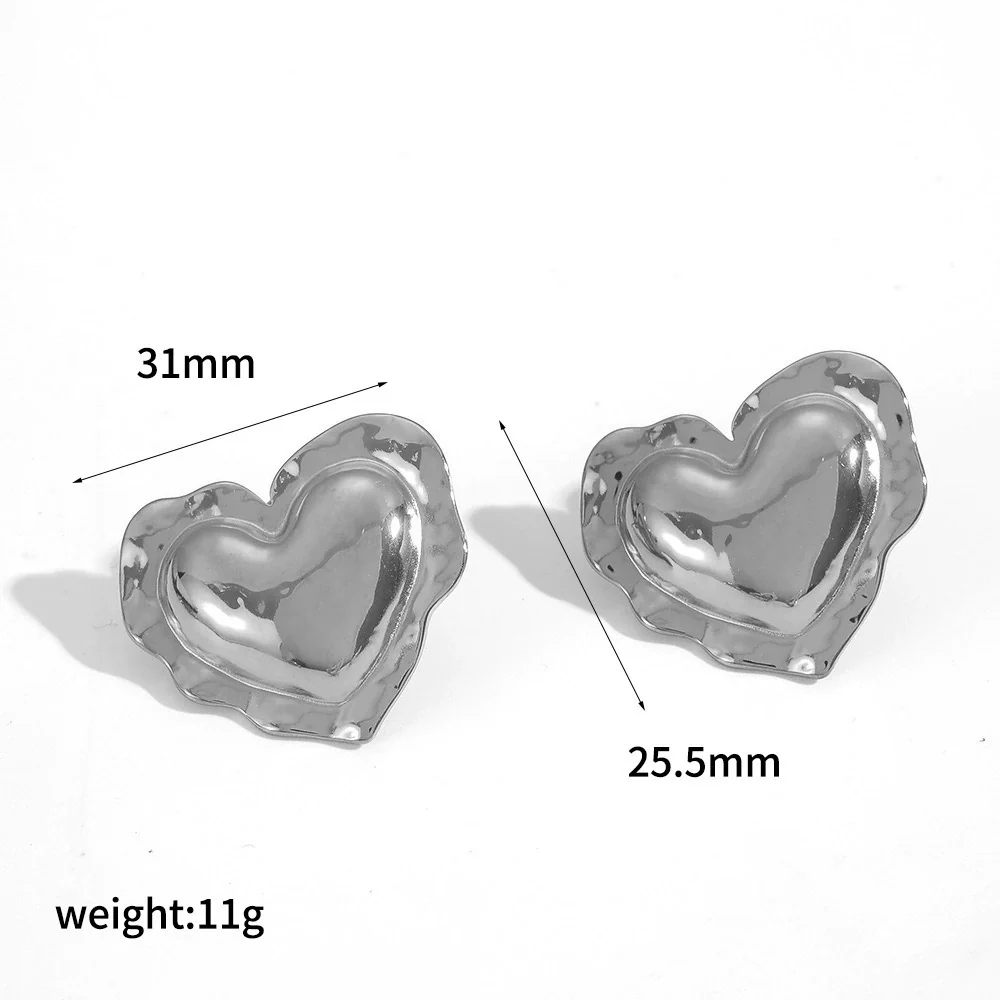 Wholesale Women's Heartshaped Stainless Steel Earrings With Pvd Furnace Vacuum Real Gold Plating - Image 8