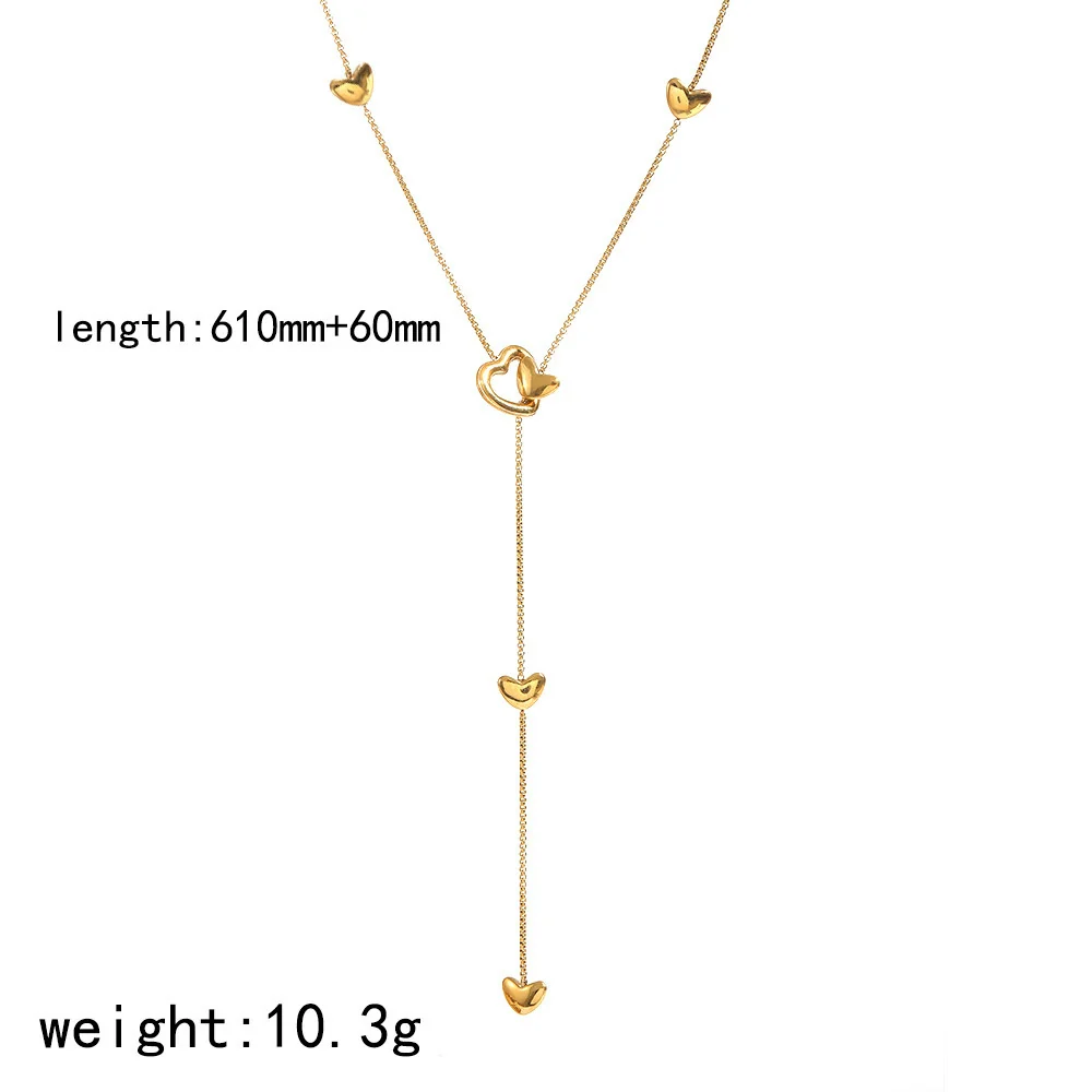 Wholesale Women's Heartshaped Stainless Steel Electroplated 18K Gold Ochain Necklace - Image 4
