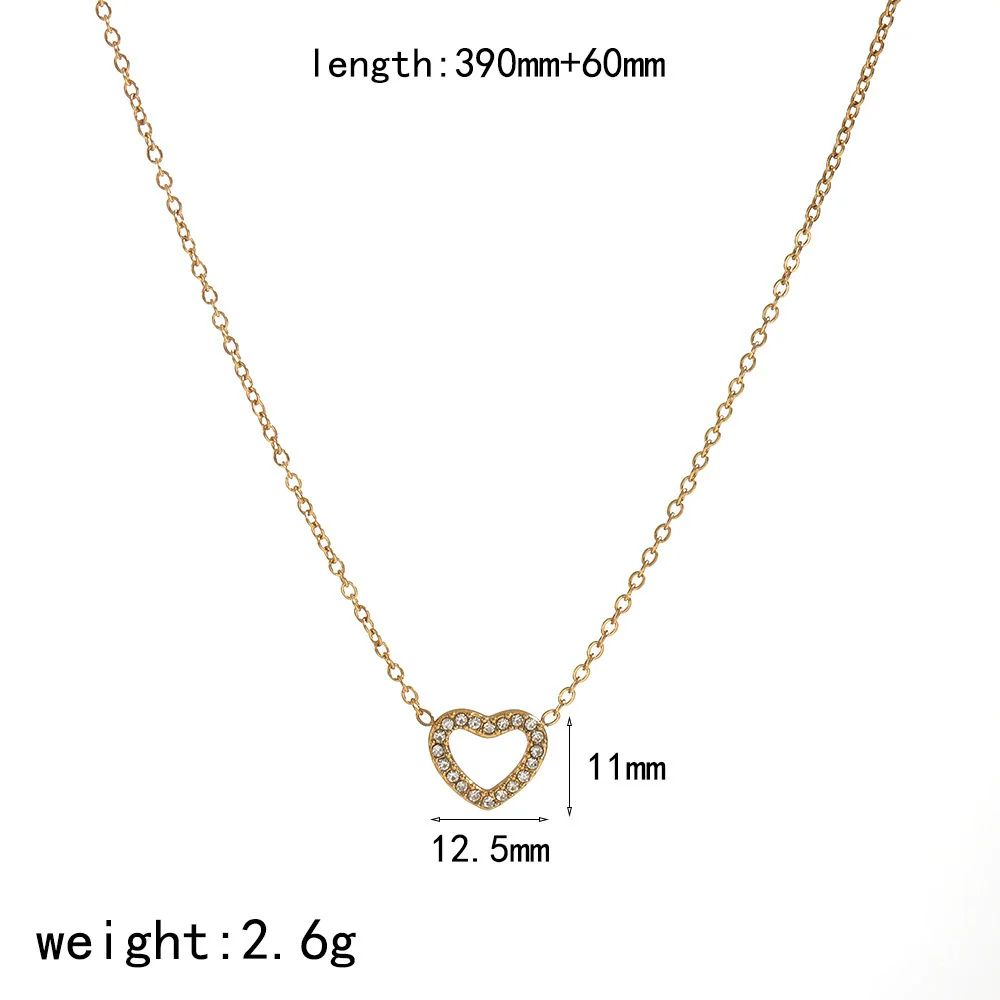 Wholesale Women's Heartshaped Stainless Steel Electroplated 18K Gold Ochain Necklace - Image 7