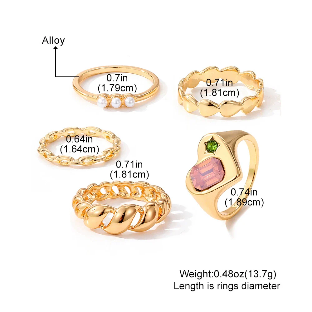 Wholesale Women's High Grade Gem Inlaid Heart Shaped Ring Set Jewelry - Image 2