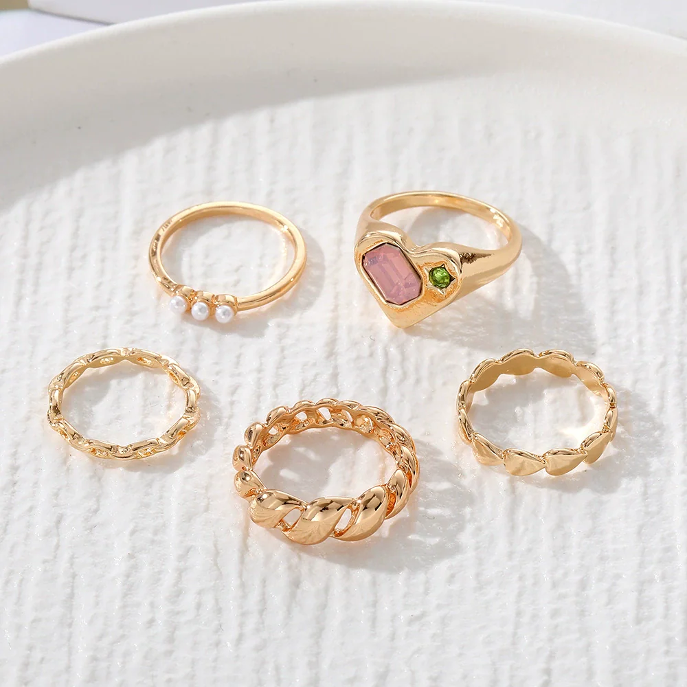Wholesale Women's High Grade Gem Inlaid Heart Shaped Ring Set Jewelry - Image 3