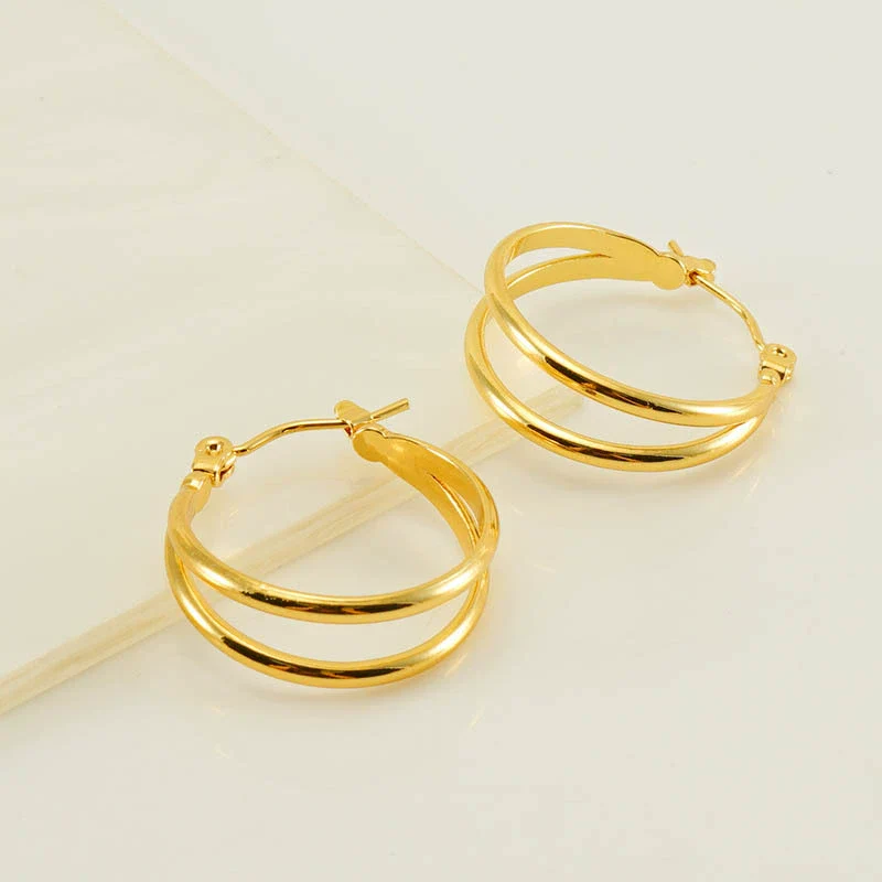 Wholesale Women's Highend Doublelayer 316L Stainless Steel Round Winding Geometric Earrings With Electroplating For Autumn And Winter - Image 4