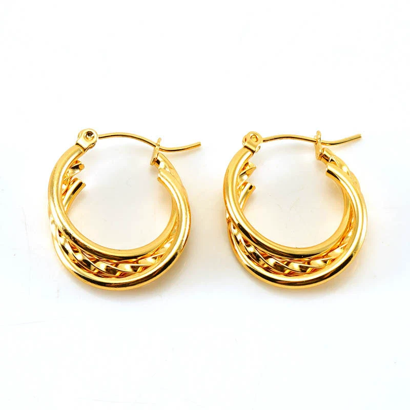 Wholesale Women's Highend Doublelayer 316L Stainless Steel Round Winding Geometric Earrings With Electroplating For Autumn And Winter - Image 5