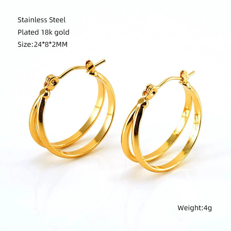 Wholesale Women's Highend Doublelayer 316L Stainless Steel Round Winding Geometric Earrings With Electroplating For Autumn And Winter - Image 9
