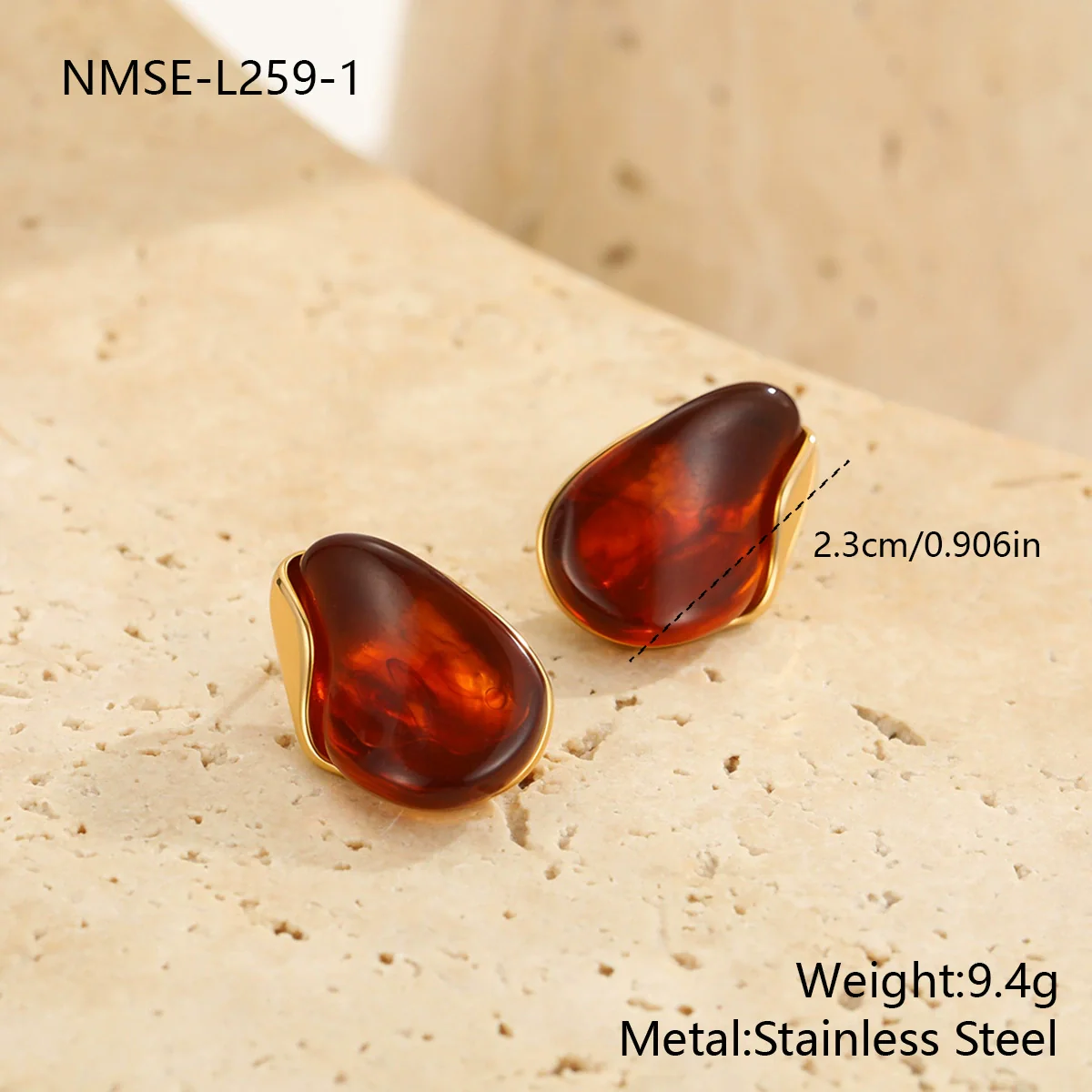 Wholesale Women's Highend Electroplated Resin And Stainless Steel Metal Splicing Earrings - Image 6