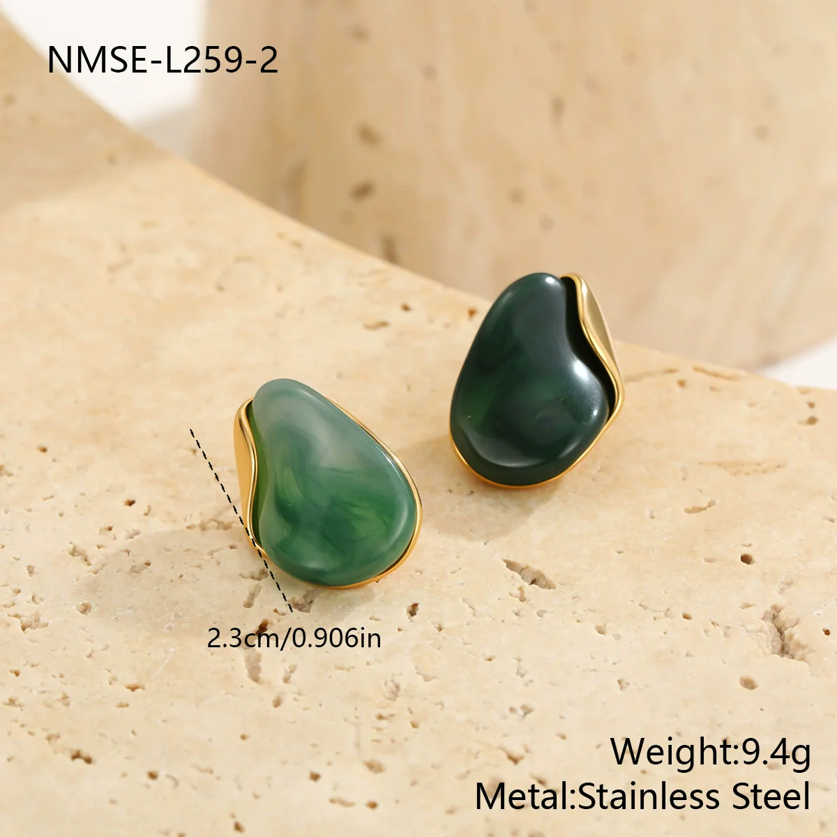 Wholesale Women's Highend Electroplated Resin And Stainless Steel Metal Splicing Earrings - Image 7