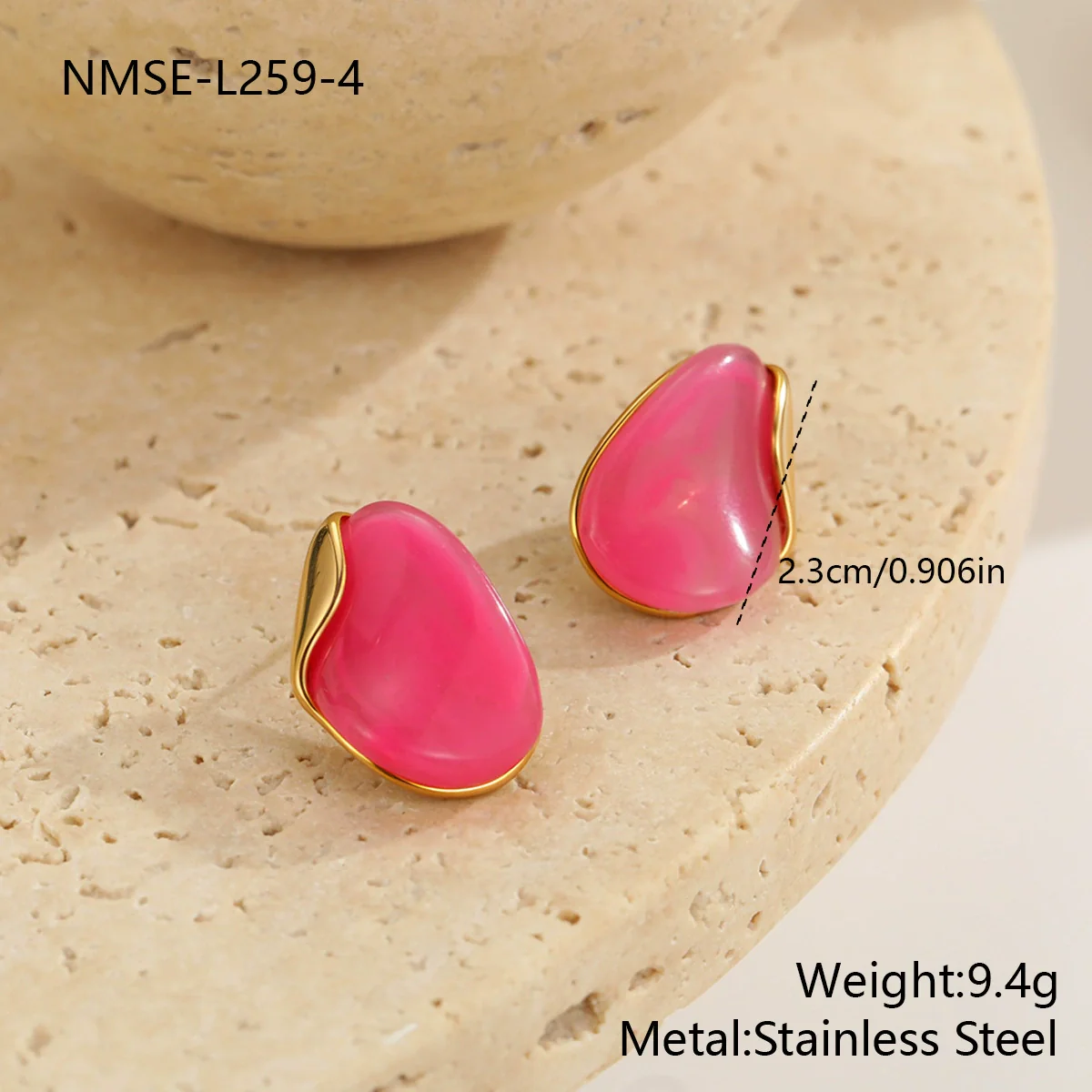 Wholesale Women's Highend Electroplated Resin And Stainless Steel Metal Splicing Earrings - Image 9