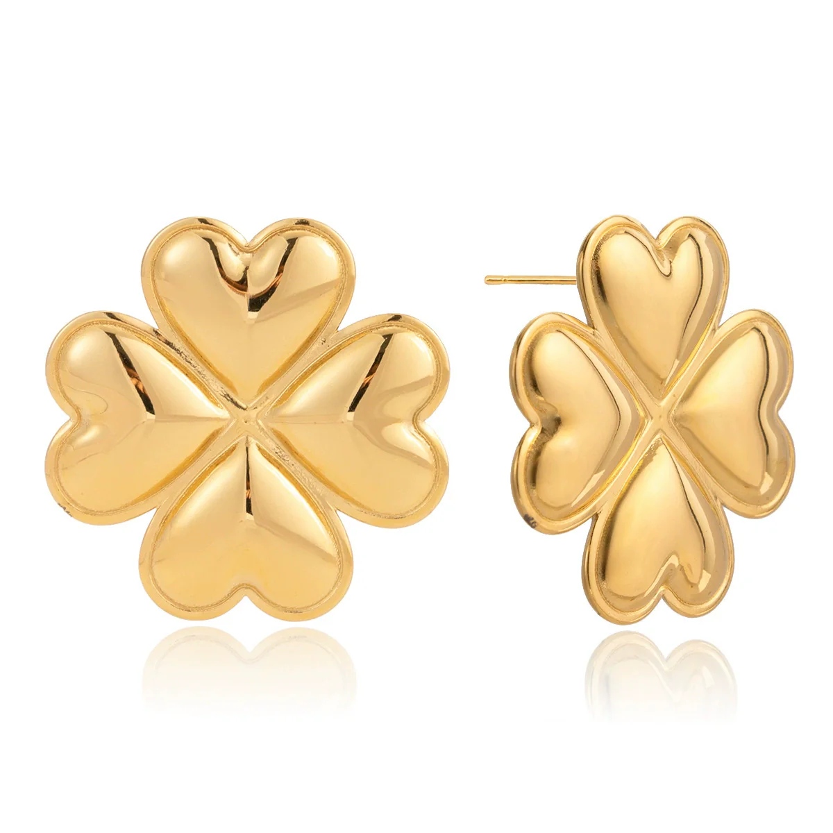 Wholesale Women's Highend Geometric Fourleaf Clover Stainless Steel Electroplated Earrings - Image 5
