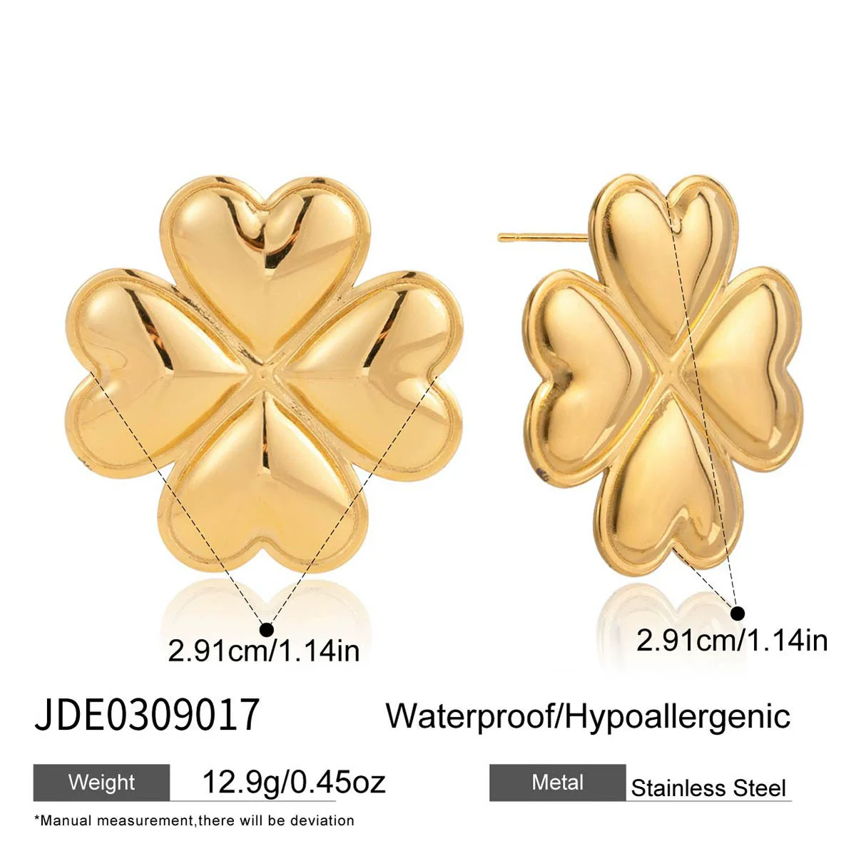 Wholesale Women's Highend Geometric Fourleaf Clover Stainless Steel Electroplated Earrings - Image 6