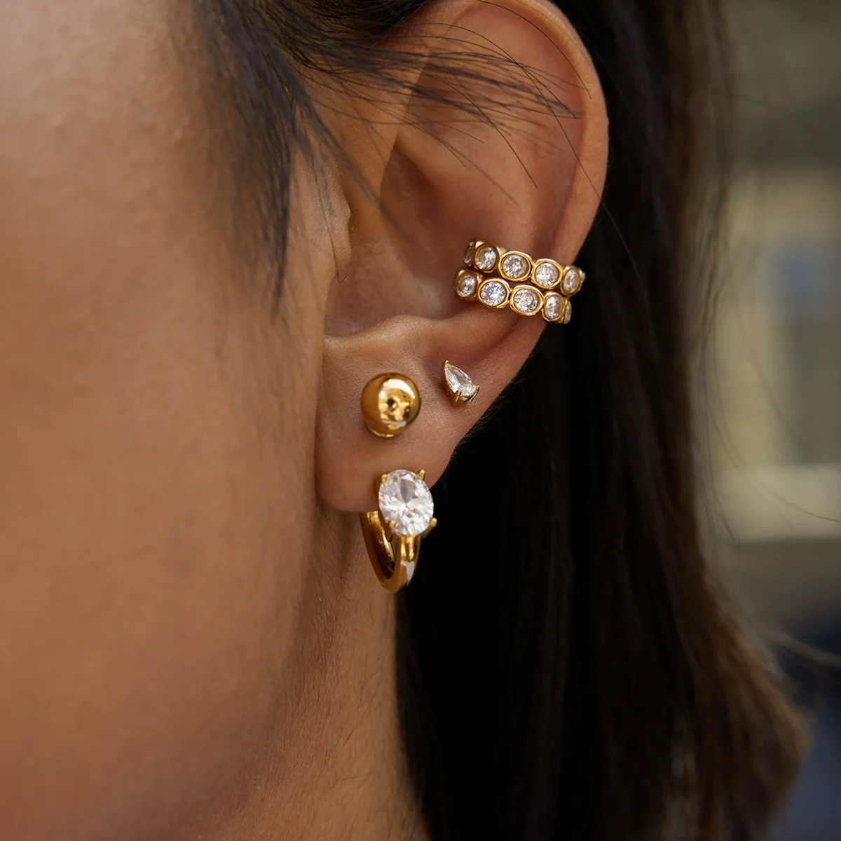 Wholesale Women's Highend Geometric Stainless Steel Electroplated Earrings - Image 3