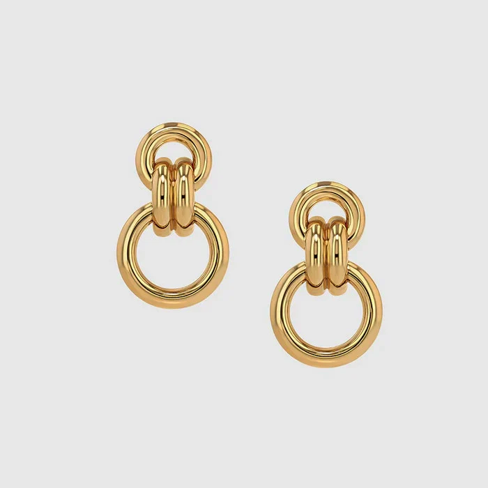 Wholesale Women's Highend Geometric Stainless Steel Electroplated Hollow Circle Earrings - Image 2