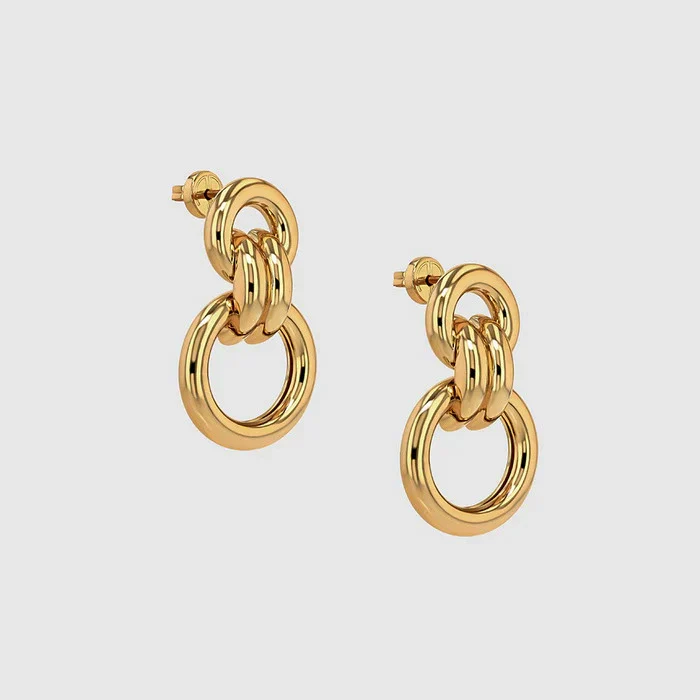 Wholesale Women's Highend Geometric Stainless Steel Electroplated Hollow Circle Earrings - Image 5