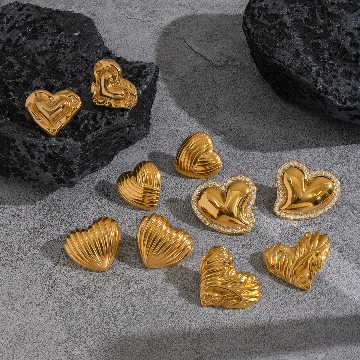 Wholesale Women's Highend Heart Shape Earrings With Pvd Furnace Vacuum Real Gold Plating Stainless Steel Ear Needles - Image 4