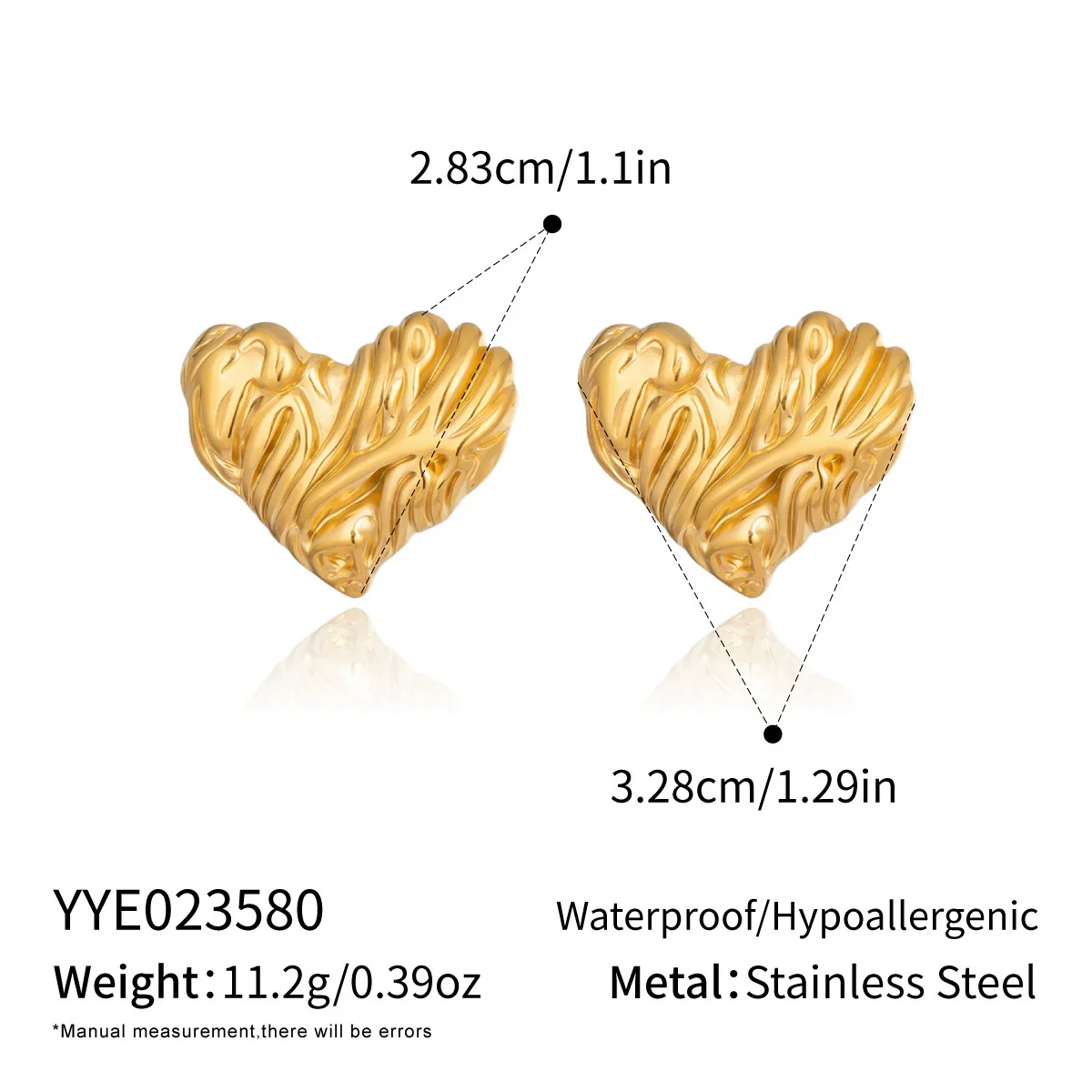 Wholesale Women's Highend Heart Shape Earrings With Pvd Furnace Vacuum Real Gold Plating Stainless Steel Ear Needles - Image 6