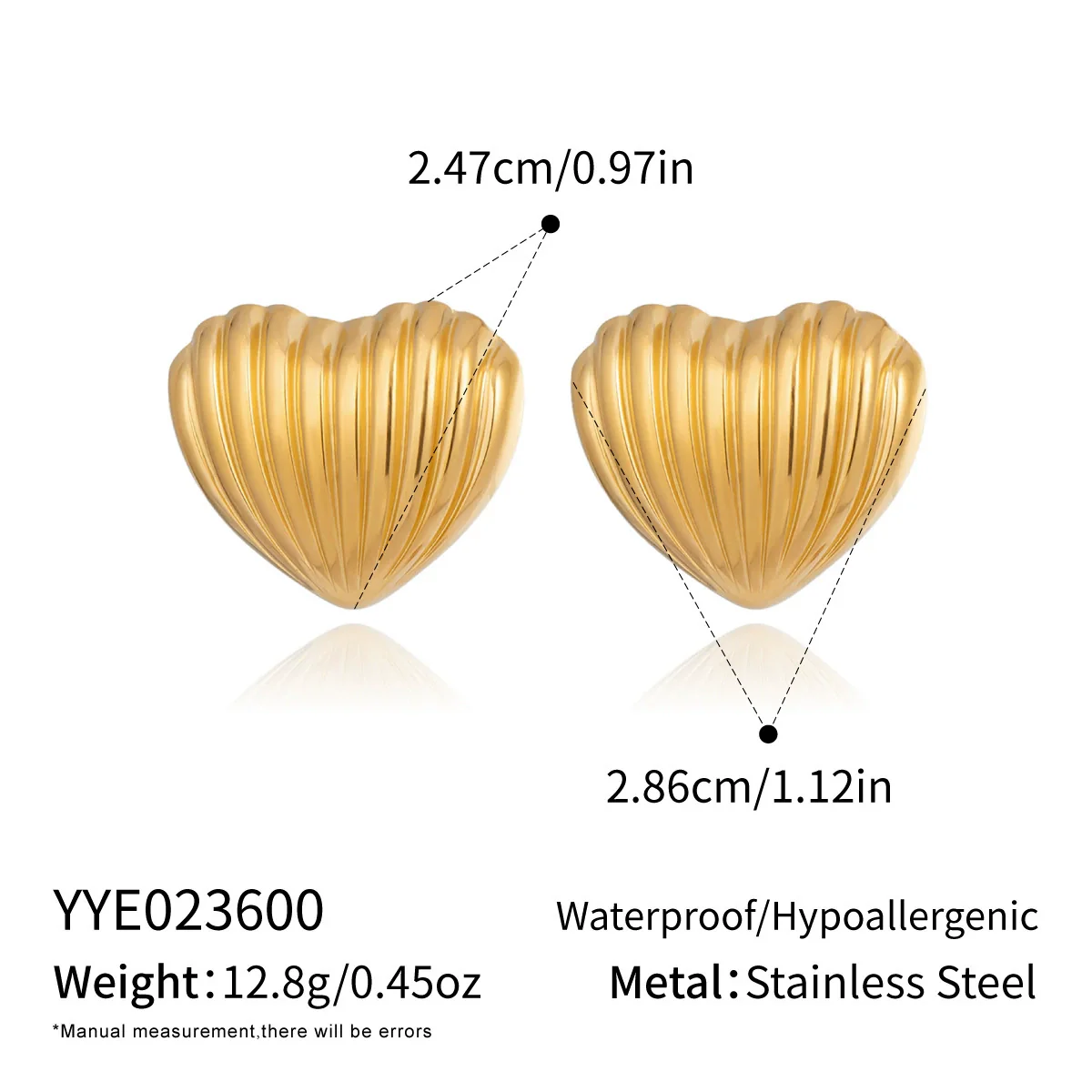 Wholesale Women's Highend Heart Shape Earrings With Pvd Furnace Vacuum Real Gold Plating Stainless Steel Ear Needles - Image 7