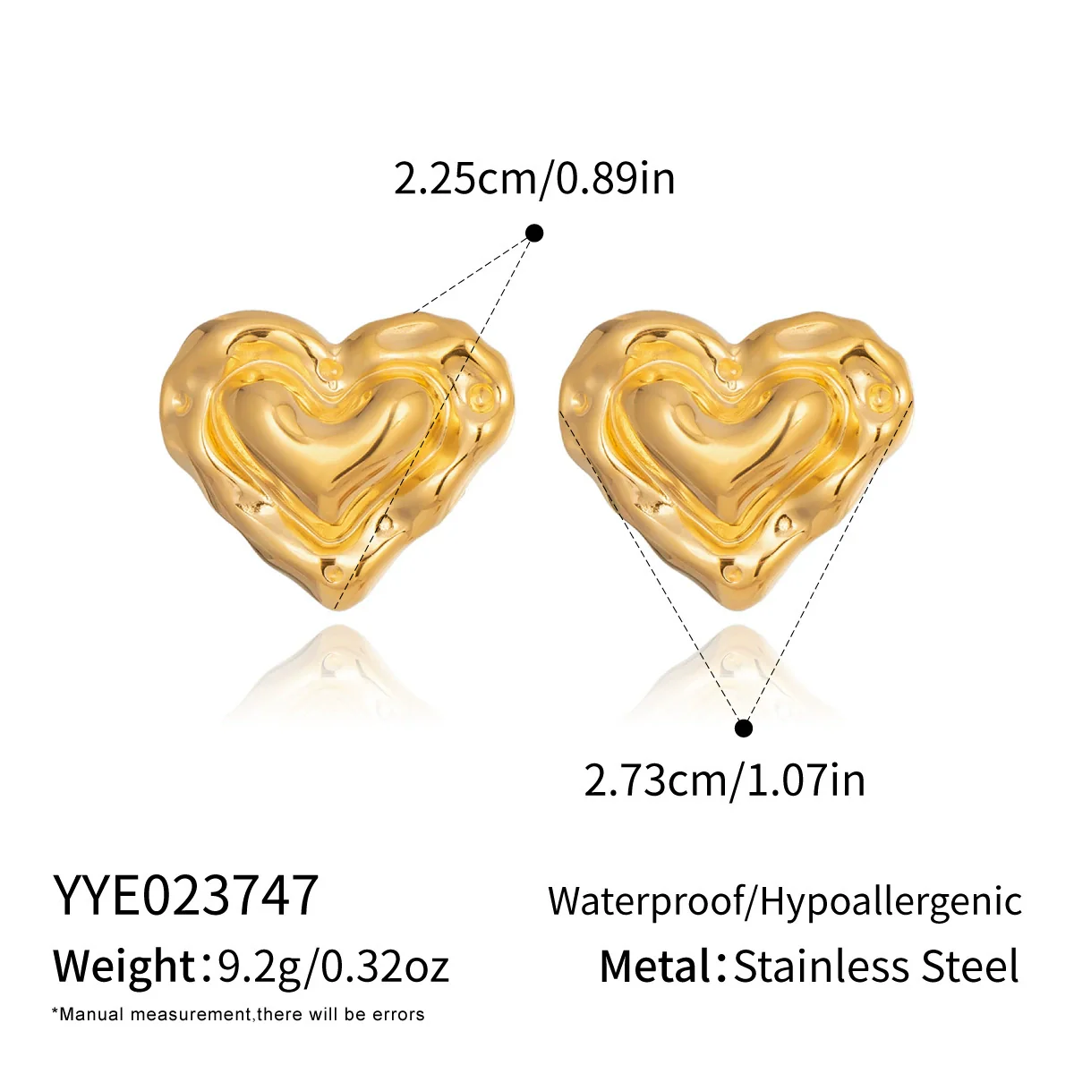 Wholesale Women's Highend Heart Shape Earrings With Pvd Furnace Vacuum Real Gold Plating Stainless Steel Ear Needles - Image 9