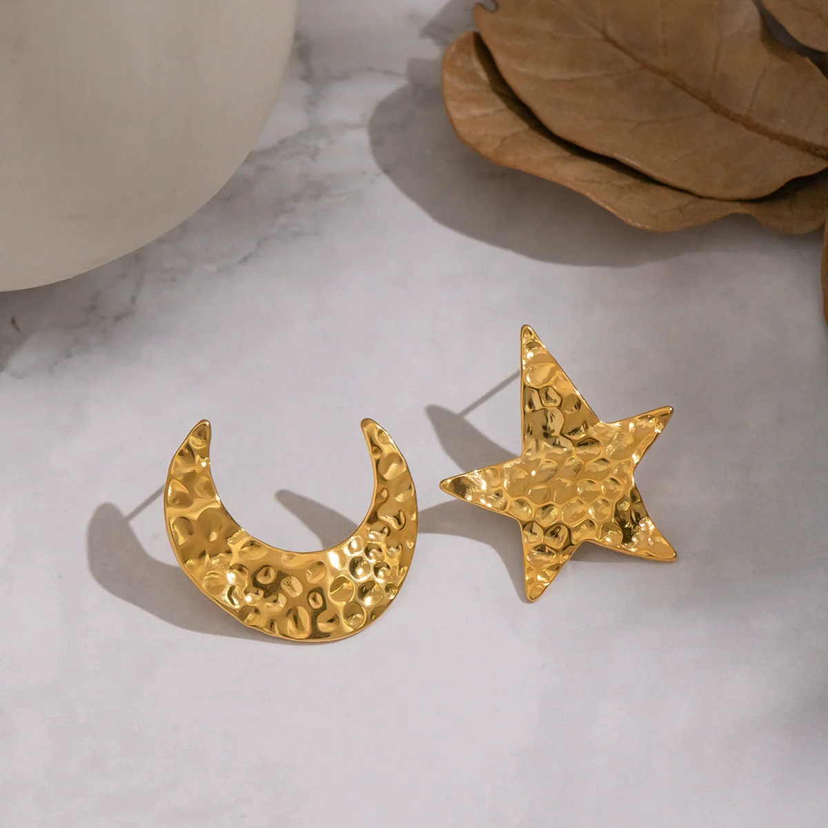 Wholesale Women's Highend Minimalist Star Pattern Stainless Steel Earrings With Pvd Furnace Vacuum Real Gold Plating