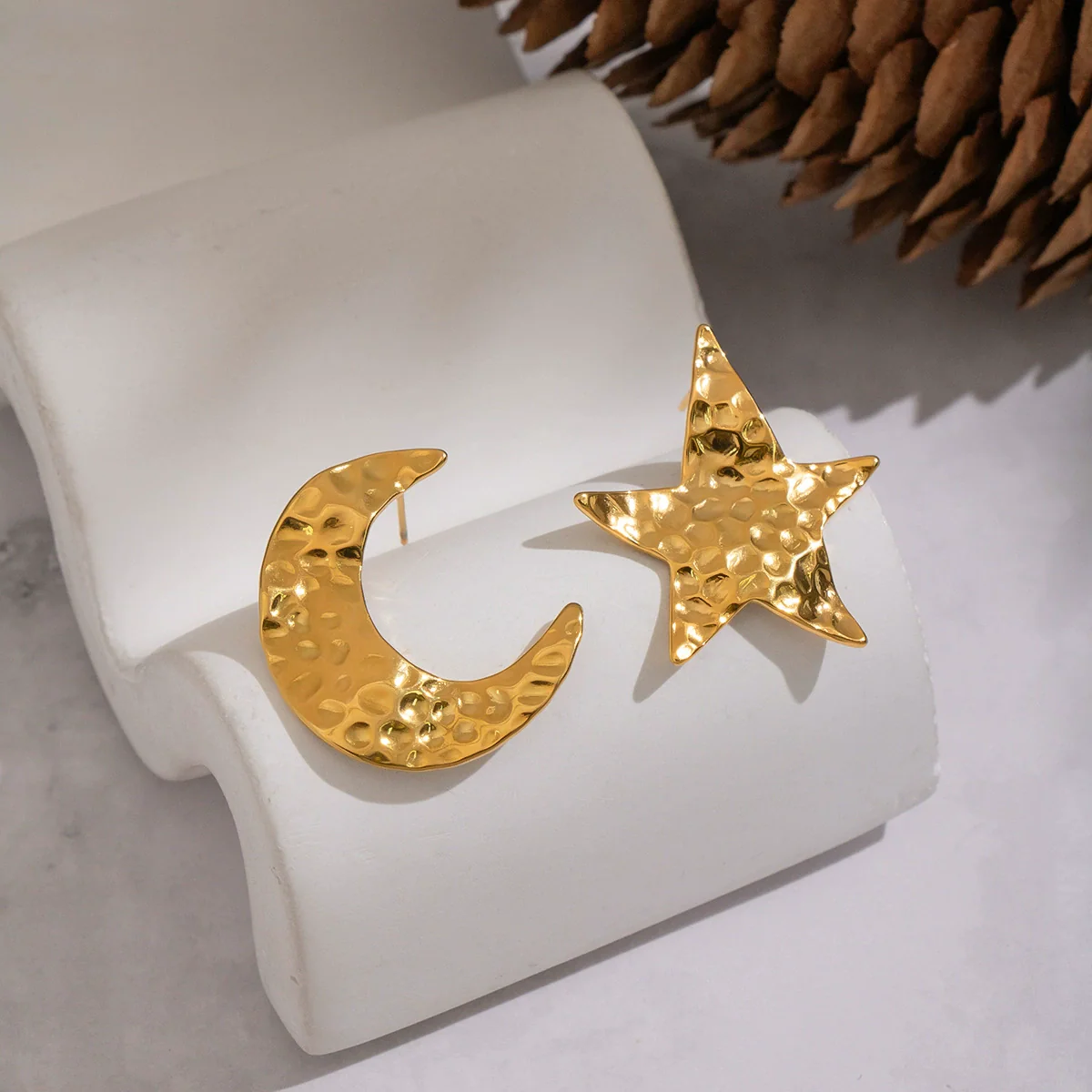 Wholesale Women's Highend Minimalist Star Pattern Stainless Steel Earrings With Pvd Furnace Vacuum Real Gold Plating - Image 2