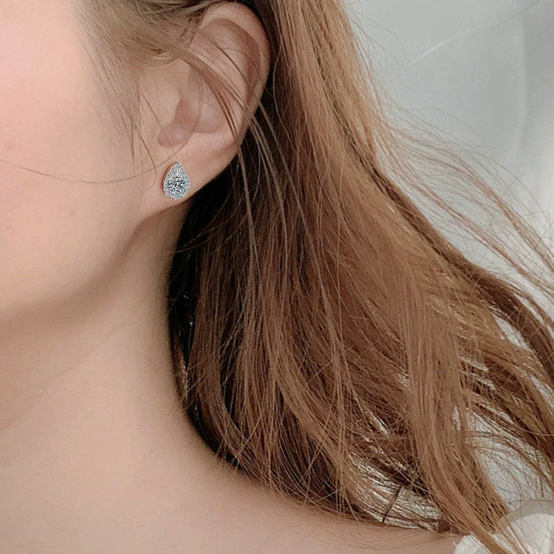 Wholesale Women's Highend Moissanite Drop Shape 925 Sterling Silver Earrings - Image 3