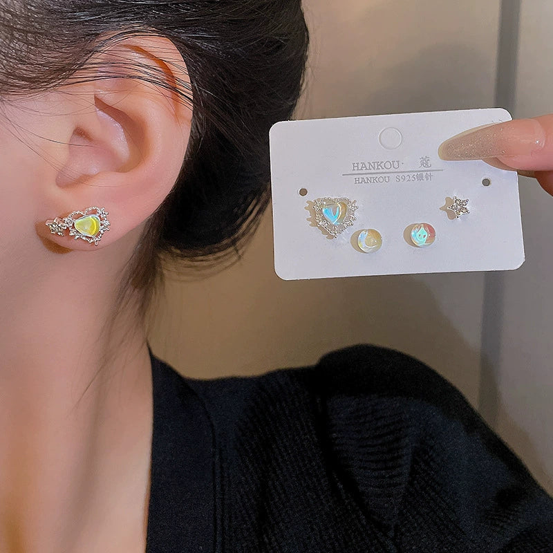 Wholesale Women's Highend Niche Simple Geometric Heart Bow Drop Shape Copper 925 Silver Needle Zircon Pearl Earrings Jewelry - Image 12