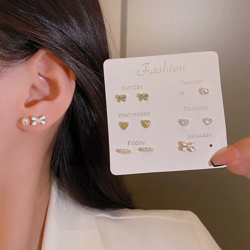 Wholesale Women's Highend Niche Simple Geometric Heart Bow Drop Shape Copper 925 Silver Needle Zircon Pearl Earrings Jewelry - Image 17
