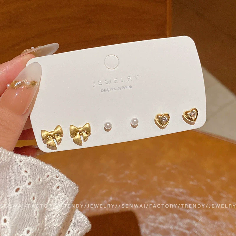Wholesale Women's Highend Niche Simple Geometric Heart Bow Drop Shape Copper 925 Silver Needle Zircon Pearl Earrings Jewelry - Image 30