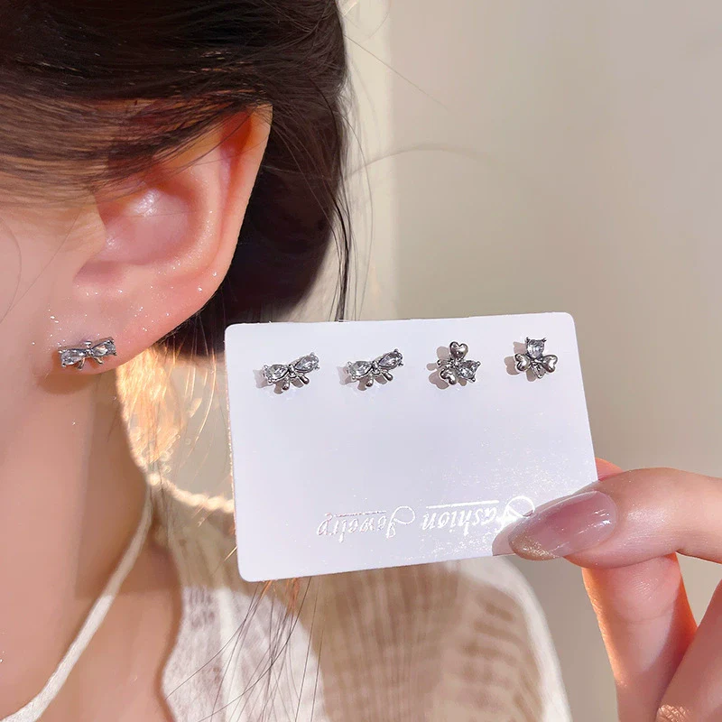 Wholesale Women's Highend Niche Simple Geometric Heart Bow Drop Shape Copper 925 Silver Needle Zircon Pearl Earrings Jewelry - Image 36