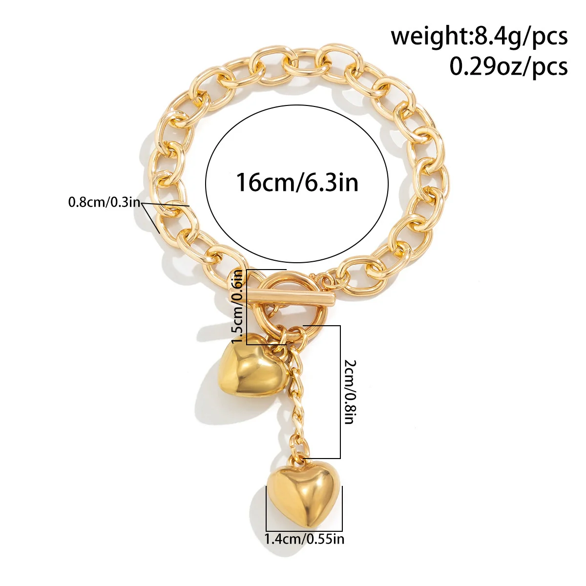 Wholesale Women's Hip Hop Style Iron Chain Alloy Heart Shape Pendant Necklace With Electroplating Treatment - Image 13