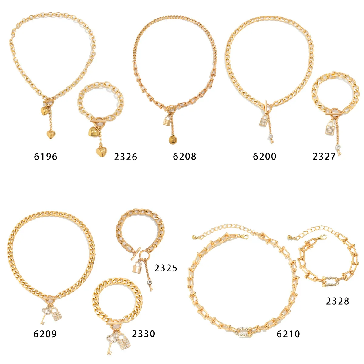 Wholesale Women's Hip Hop Style Iron Chain Alloy Heart Shape Pendant Necklace With Electroplating Treatment - Image 5
