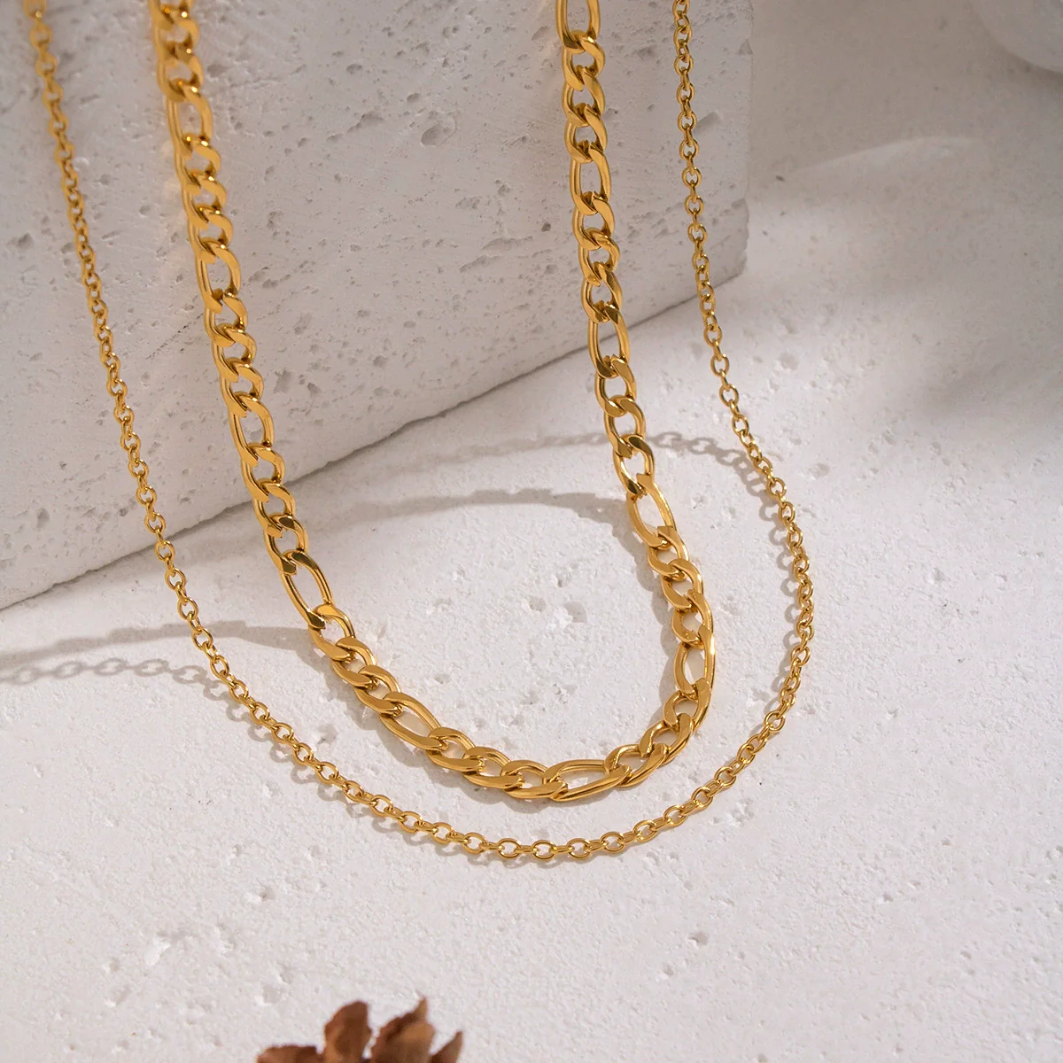 Wholesale Women's Hiphop Punk Casual Doublelayer Geometric Chain Necklace Stainless Steel 18K Real Gold Plated By Pvd Furnace Vacuum - Image 2