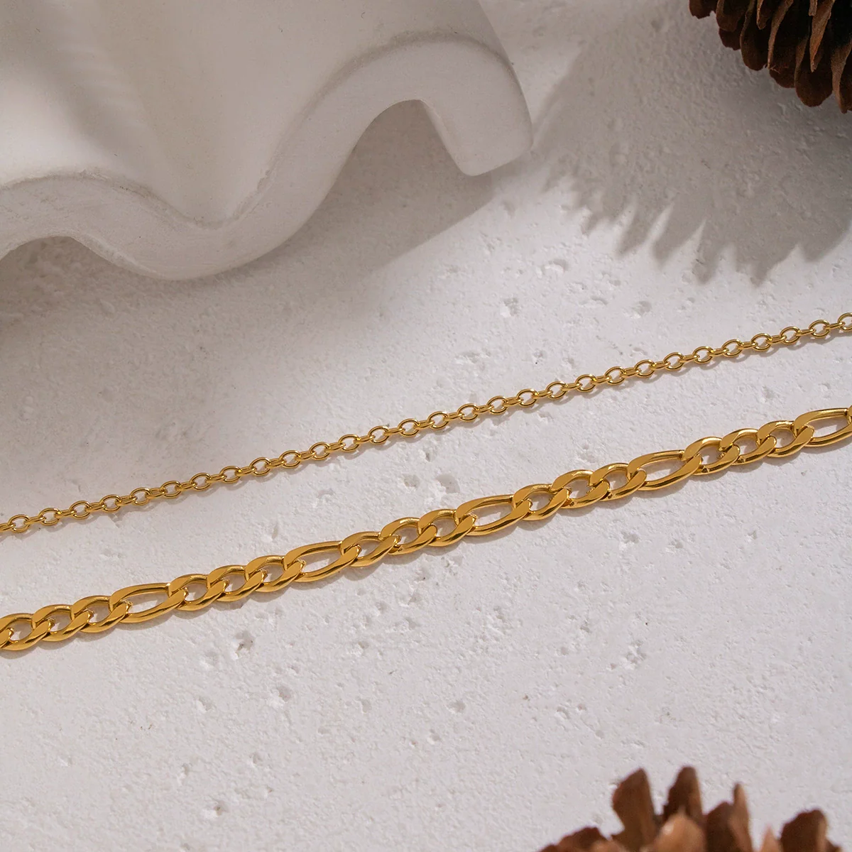 Wholesale Women's Hiphop Punk Casual Doublelayer Geometric Chain Necklace Stainless Steel 18K Real Gold Plated By Pvd Furnace Vacuum - Image 3